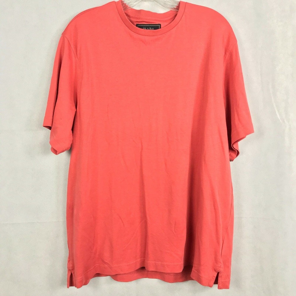 Jos A Bank Reserve T-Shirt Mens Sz L Coral‎ Red Orange Pima Cotton Soft Stretch